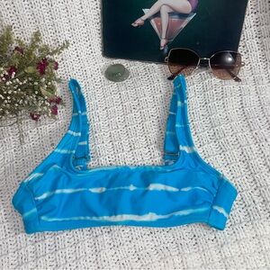 Blue and White Tie-Dye Bikini Top